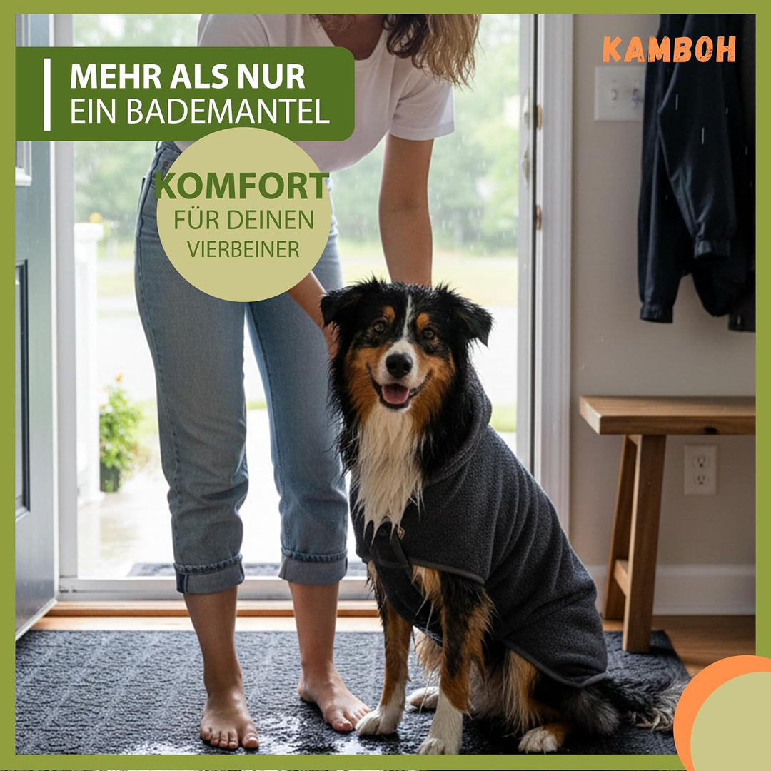 Kamboh® - Premium Hundebademantel inkl. Pfoten-Handtuch 100% Frottee-Baumwolle (Gr. L grosse Hunde 1