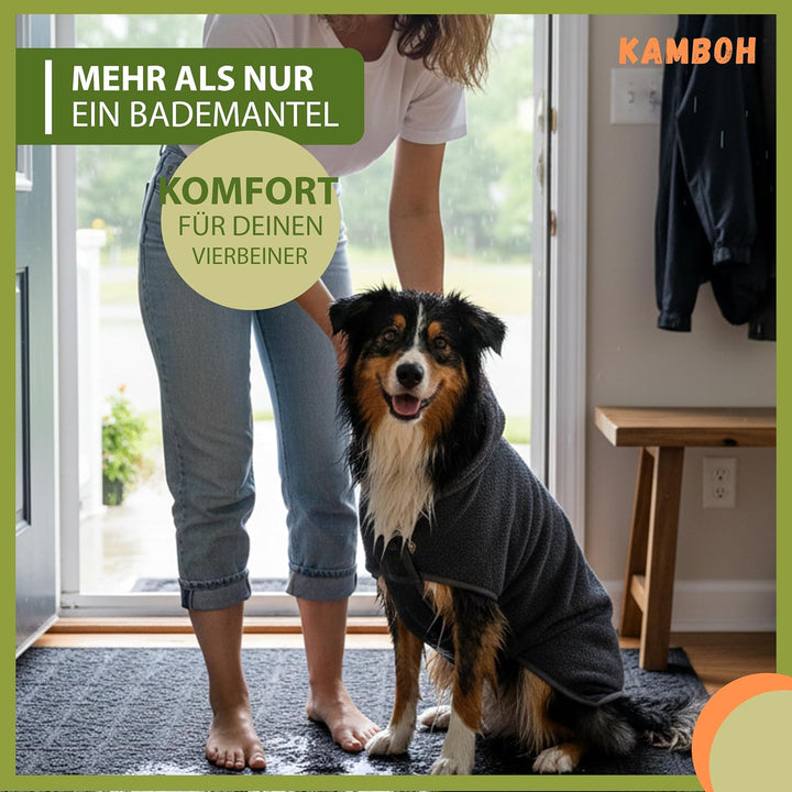 Kamboh® - Premium Hundebademantel inkl. Pfoten-Handtuch 100% Frottee-Baumwolle (Gr. L grosse Hunde 1