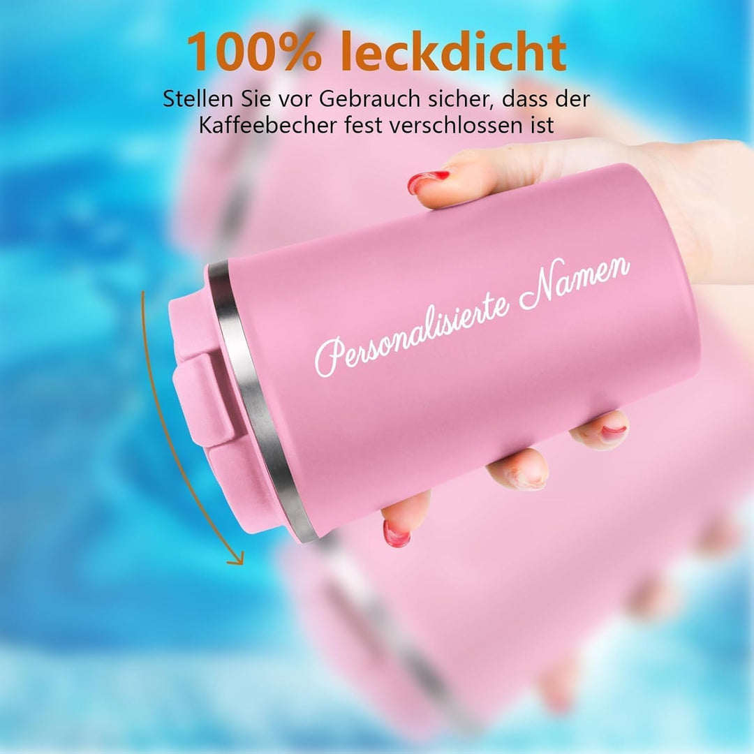 Thermobecher Personalisiert mit Foto und Logo - Edelstahl Kaffee Thermobecher 380ml - Geburtstagsges