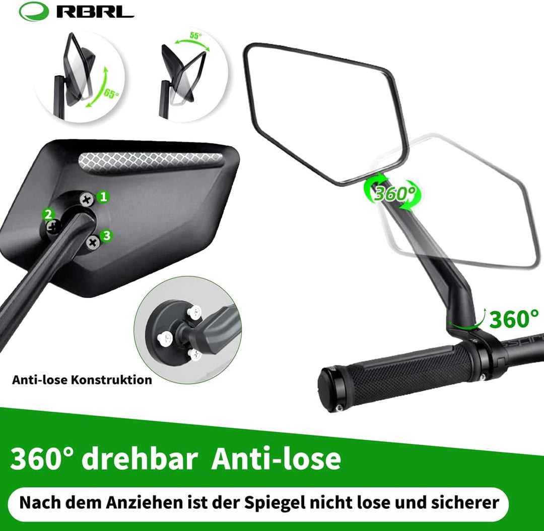 Fahrradspiegel, X-verbreitern Spiegeloberfläche, längerer Spiegelarm, HD Blast-beständiger Rückspieg