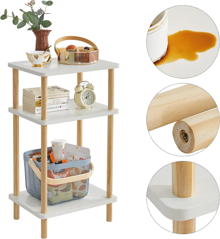 IBUYKE Holz Beistelltisch, Nachttische mit 3 Ebenen, 39x29x68.5cm, Couchtisch, Sofatisch, für Schlaf