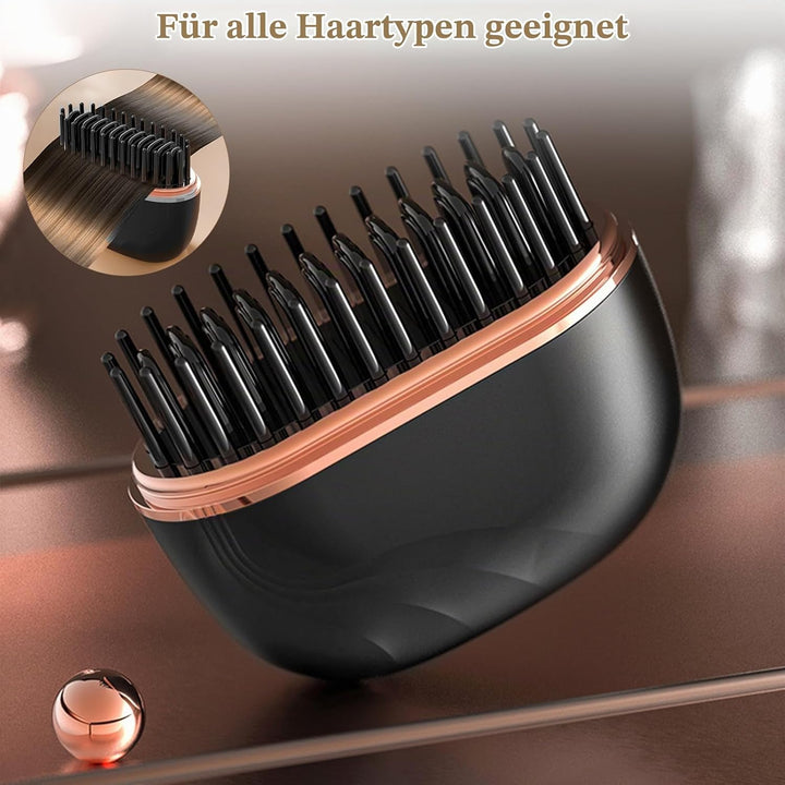 Mini Hair Straightener Brush,Tragbare Taschen-Glättbürste,2 in 1 Mini-Glätteisen Kabellos,Glättbürst