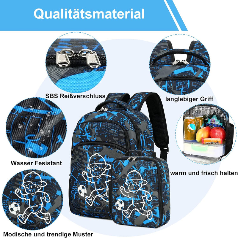 LOIDOU Schulrucksack Set Mädchen 3 Teilig Kinderrucksack Schultasche Teenager Rucksack Jungen Kinder