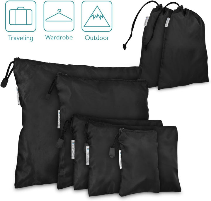 Navaris Koffer Packbeutel Set 7-teilig - 7X Schuhbeutel Wäschebeutel Reise Packtaschen - Rucksack Or