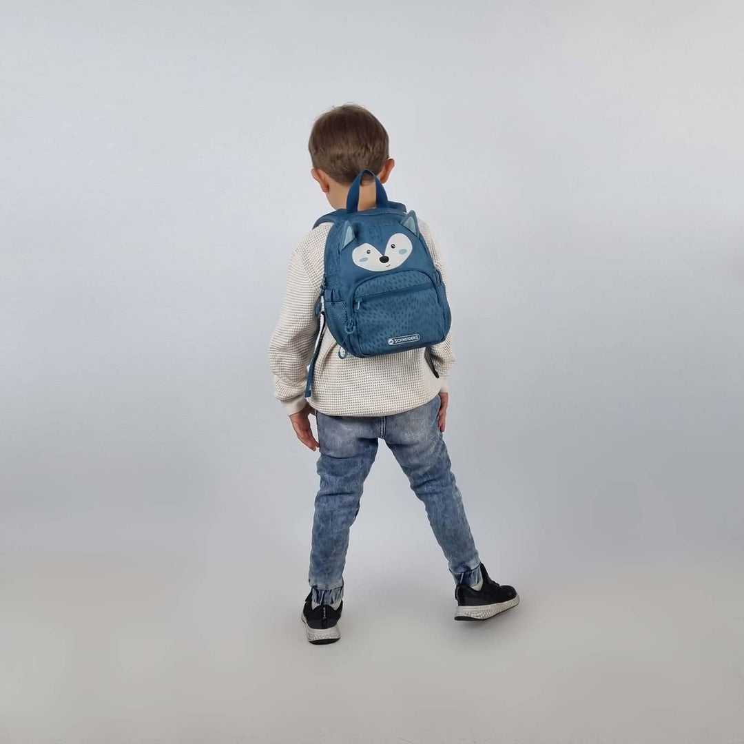 Schneiders 49460-064 - Kinderrucksack Mini Wolf, ca. 18,5 x 27 x 11 cm, Rucksack für Kinder mit 6 Li