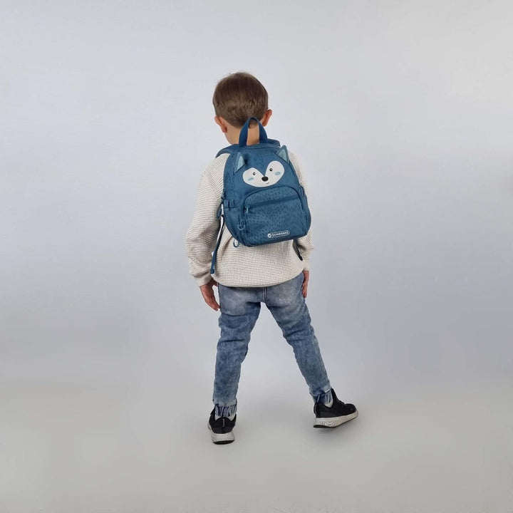 Schneiders 49460-064 - Kinderrucksack Mini Wolf, ca. 18,5 x 27 x 11 cm, Rucksack für Kinder mit 6 Li