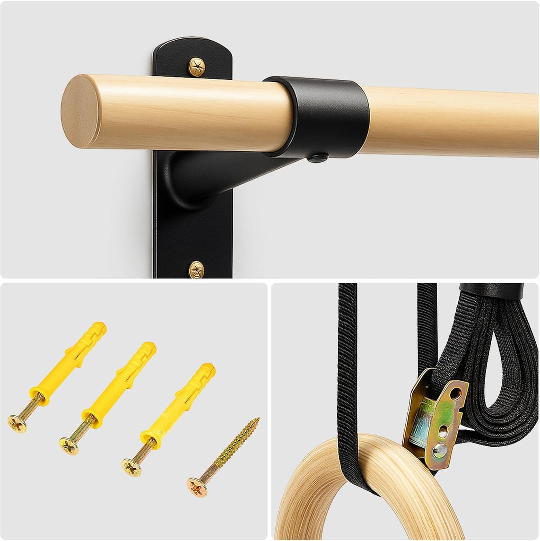 Klimmzugstange Wand, Holz Pull Up Bar, Fitness Krafttraining Klimmzug Stange für Erwachsene/Teenager