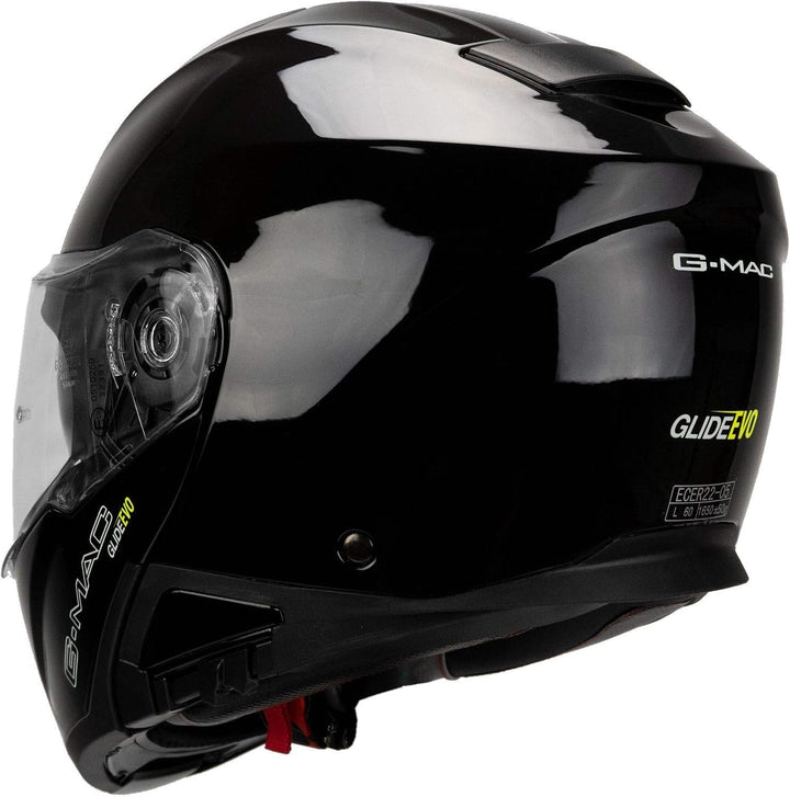 G-MAC Glide Evo Motorradhelm mit doppeltem Visier, modular, hochklappbar, ECE 2205 zugelassen schwar