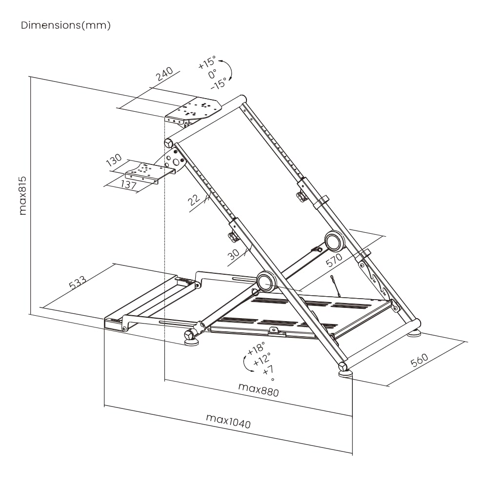 Wheel stand GT PRO - Universalhalterung für Lenkrad Force -Feedback, Kettenradgarnitur und Getriebe,