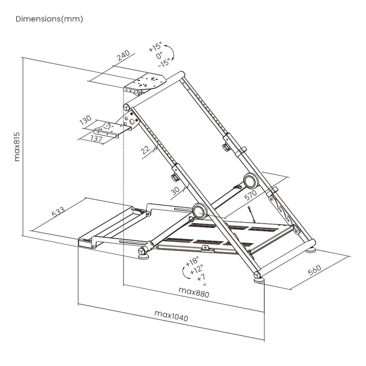 Wheel stand GT PRO - Universalhalterung für Lenkrad Force -Feedback, Kettenradgarnitur und Getriebe,
