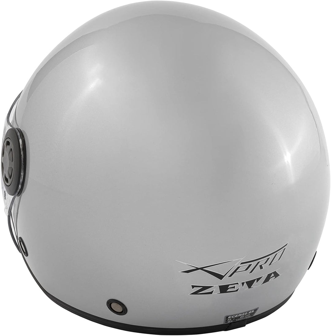 Jethelm Roller Motorrad Helm Zugelassen ECE2205 Lange Klares Visier Sonnenblende 53-54 cm ( XS) Silb