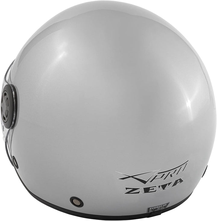 Jethelm Roller Motorrad Helm Zugelassen ECE2205 Lange Klares Visier Sonnenblende 53-54 cm ( XS) Silb