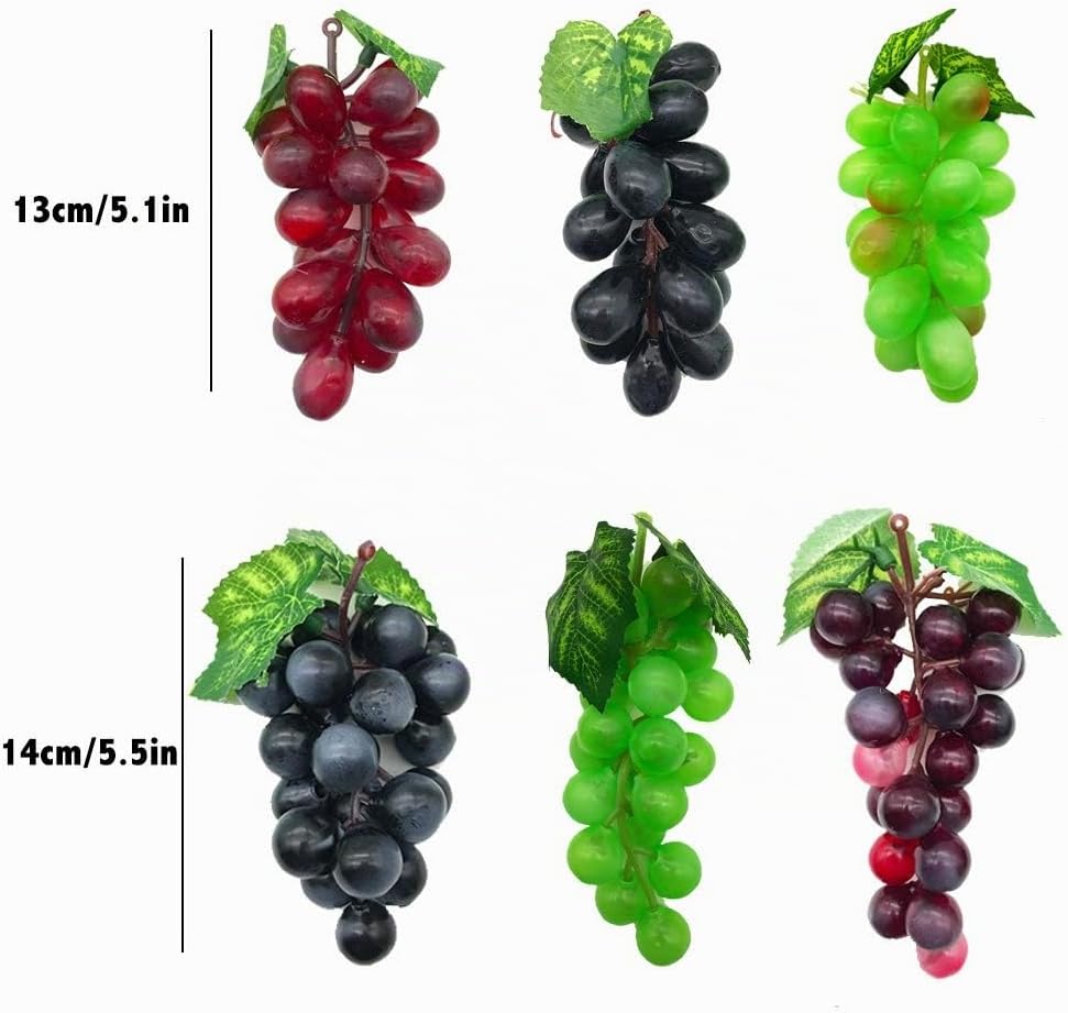 12 Stück Verschiedene künstliche Trauben gefrostet Trauben Gummitrauben mit 4 Grössen für Vintage ge