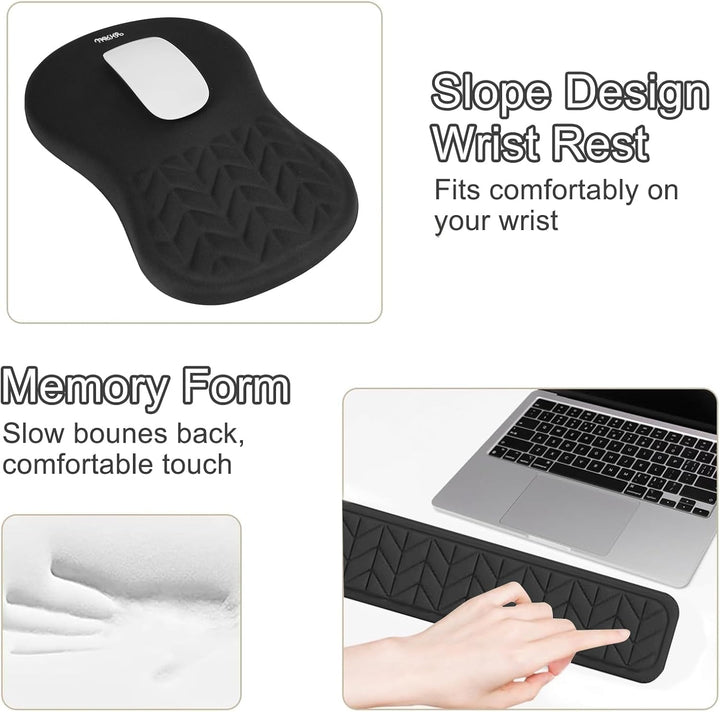 MOSISO Handgelenkstütze für Mauspad&amp;Tastatur Set, Gebogene Ergonomisches Mousepad&amp;Coaster Rutschfest