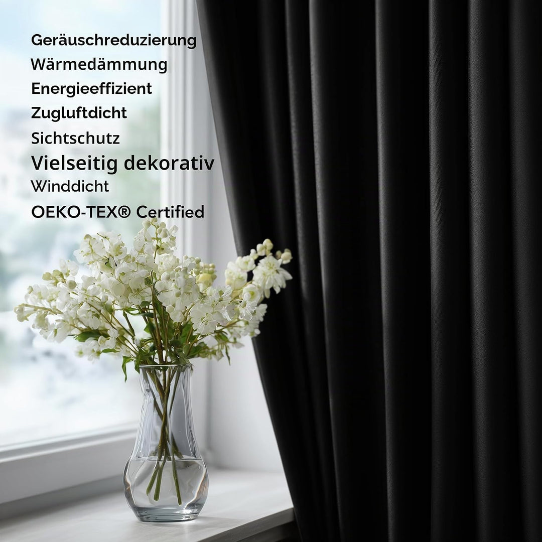 Deconovo Verdunkelungsvorhang Kälteschutz Gardinen Schlafzimmer Kälteschutzvorhang Blickdicht, 138x1