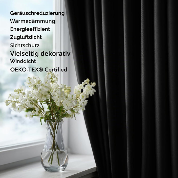 Deconovo Verdunkelungsvorhang Kälteschutz Gardinen Schlafzimmer Kälteschutzvorhang Blickdicht, 138x1