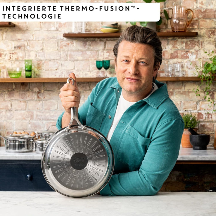 Jamie Oliver by Tefal Cook Smart Bratpfanne 28cm, unbeschichteter Edelstahl, induktionsgeeignet, The