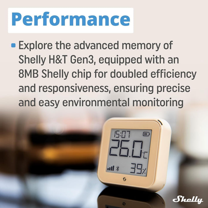 Shelly H&T Gen 3 Mocha | 2er Pack |Wi-Fi und Bluetooth Temperatur&Luftfeuchtigkeitssensor | Hausauto
