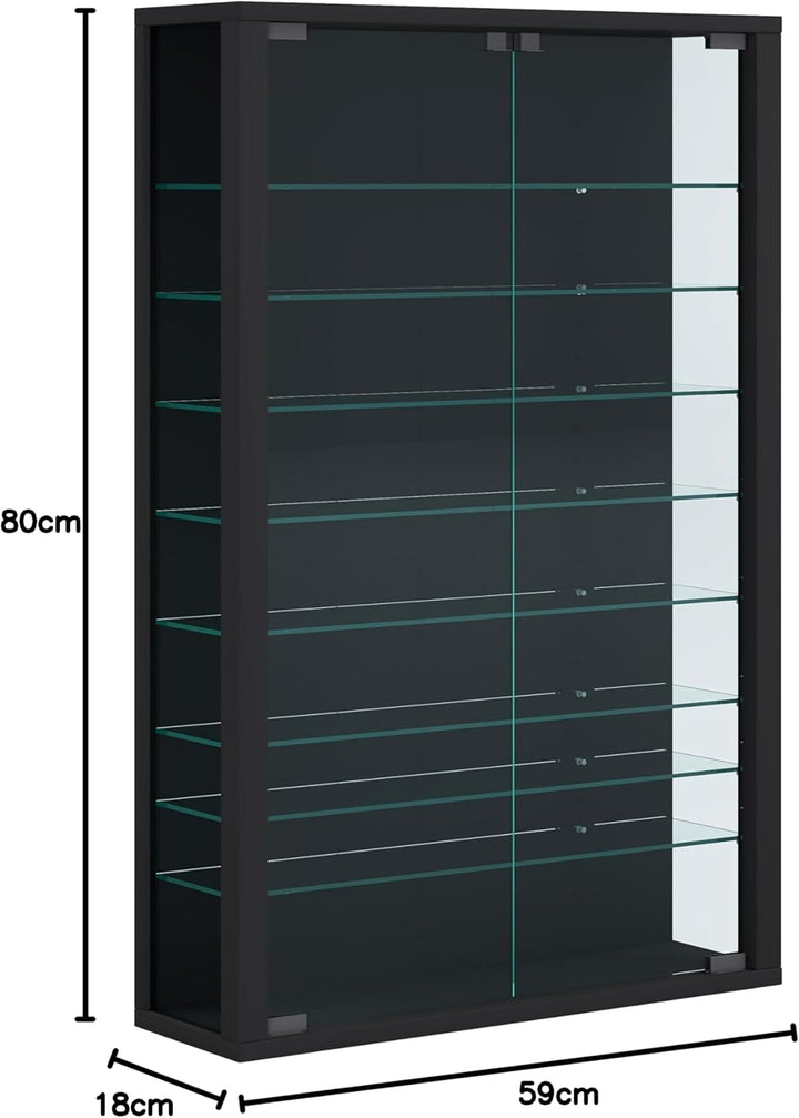 VCM Glasvitrine hängend | Vitrine Glas mit ESG-Sicherheitsglas | Masse: H. 91 x B. 59 x T. 18 cm | H