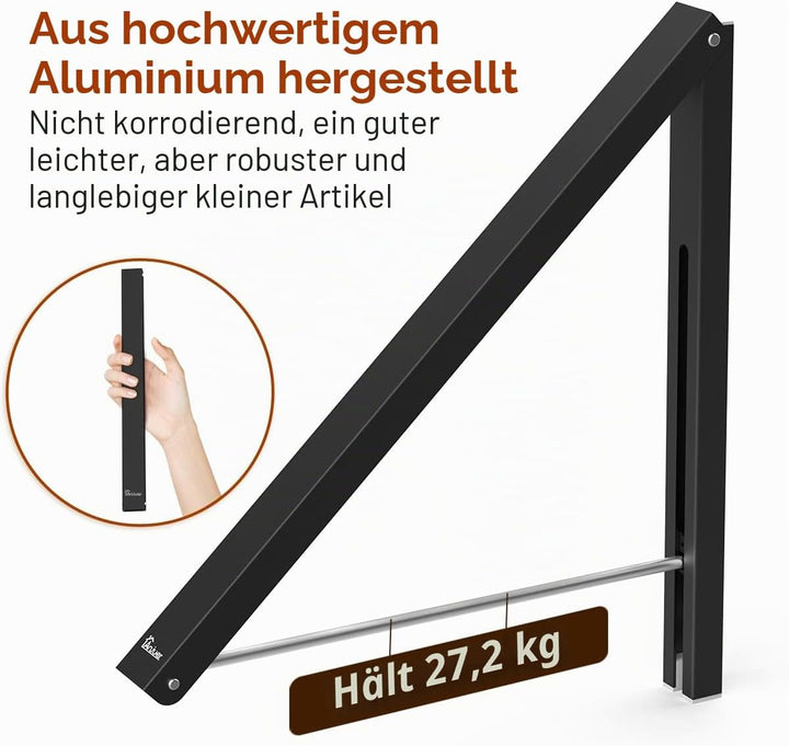 Kleiderbügel, faltbar, Wandhalterung, Aluminium, Aufbewahrung zu Hause, platzsparend, 2 Packungen 2