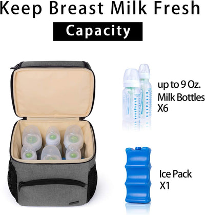 Teamoy Doppelschichtige Muttermilch Kühltasche mit Eisbeutel, Reise Babyflasche Kühltasche bis zu 6