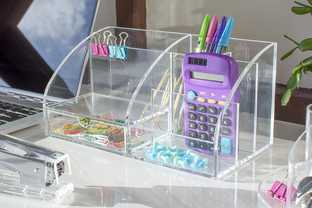 Osco AD01 Schreibtisch-Organizer aus klarem Acryl, Clear Acrylic Clear Acrylic Single, Clear Acrylic