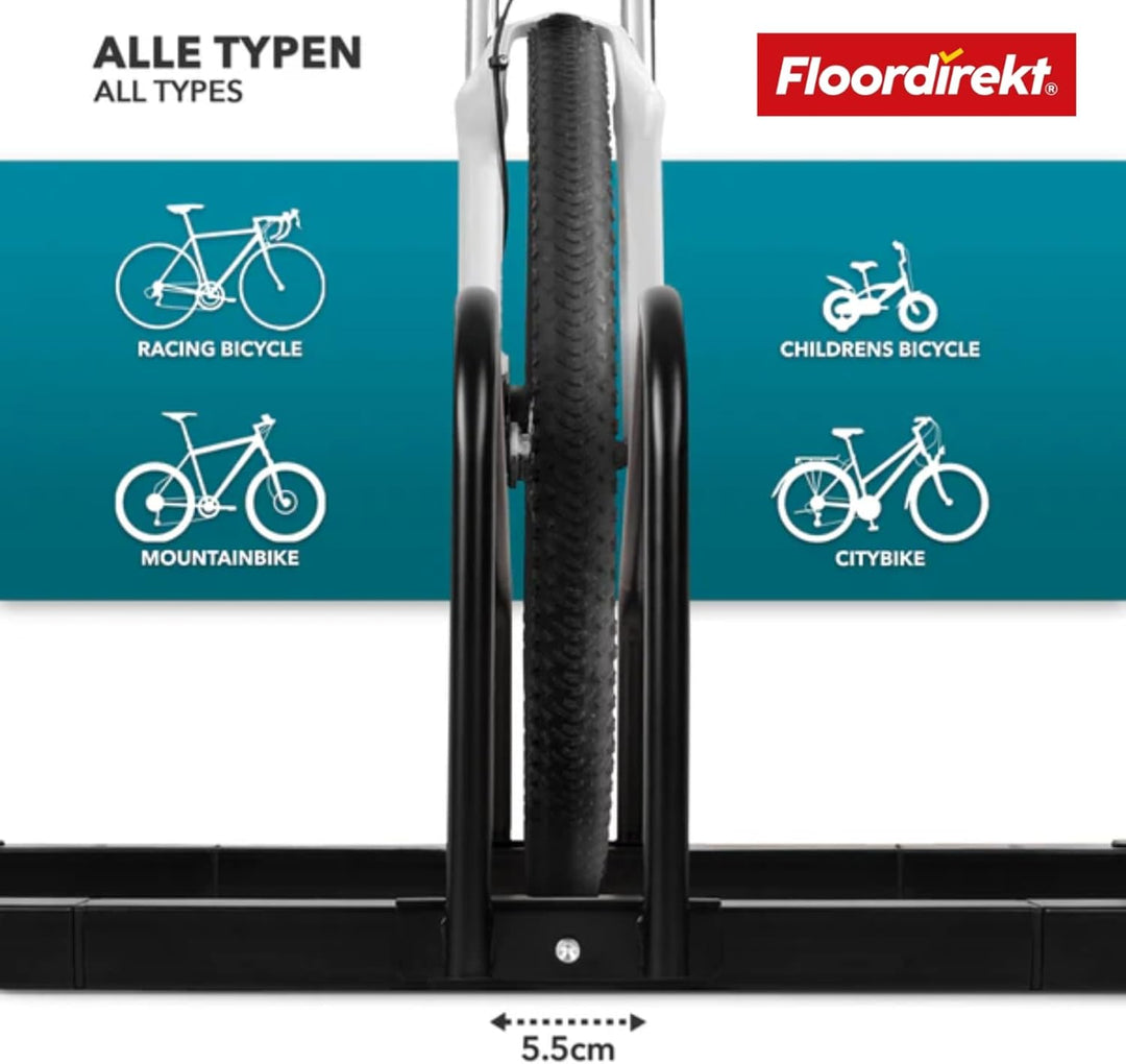 Floordirekt Fahrradständer für 5 Fahrräder mit Reifenbreiten bis 55 mm Eisen Fahrradhalter Aufstells