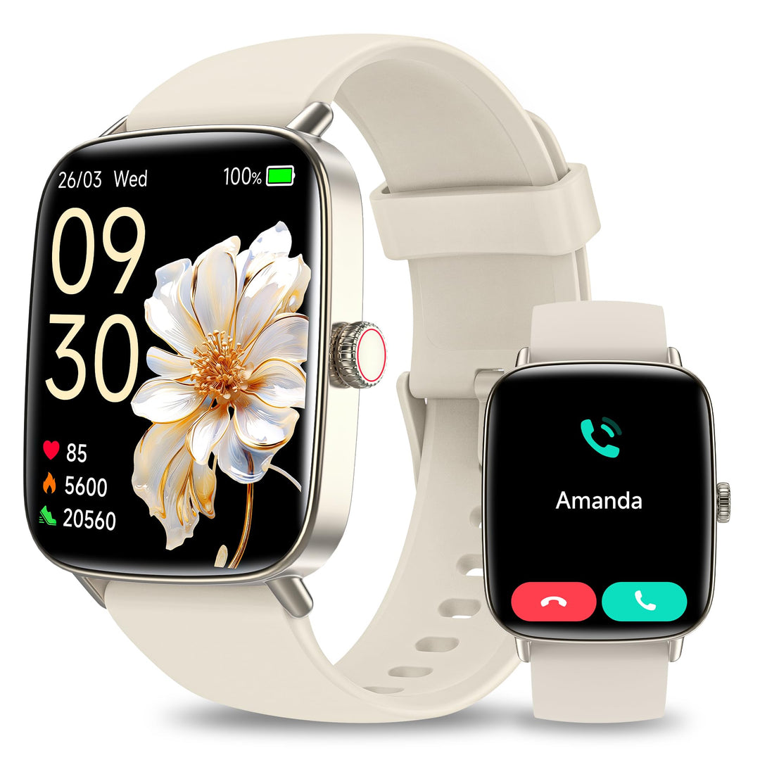 Smartwatch Damen mit Telefonfunktion - 1.85" Fitnessuhr Damen mit Herzfrequenz SpO2 Schlafmonitor, 1
