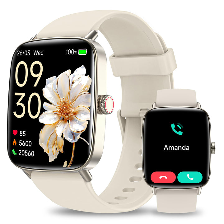 Smartwatch Damen mit Telefonfunktion - 1.85" Fitnessuhr Damen mit Herzfrequenz SpO2 Schlafmonitor, 1