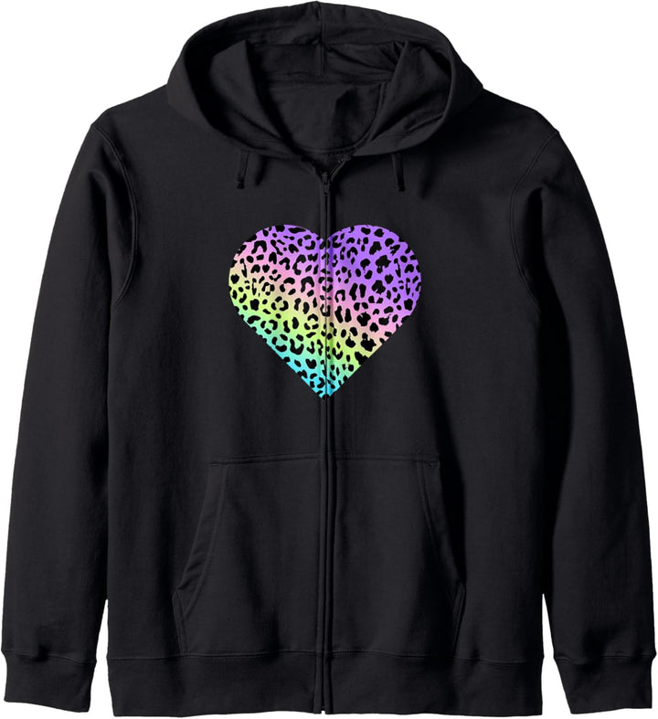 Leopard Regenbogen Bunt Herz Kapuzenjacke