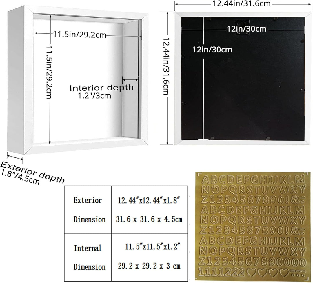 sunmeg 2Pcs 3D Bilderrahmen zum Befüllen 30 x 30cm Bilderrahmen Tief 3D Objektrahmen Hölzern bis 3cm