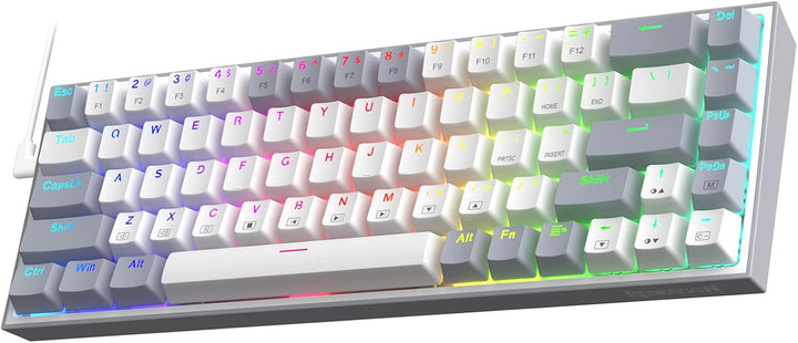 Redragon K631 Gery 65% Kabelgebundene RGB-Gaming-Tastatur, 68 Tasten, Hot-swap-fähige Kompakte Mecha