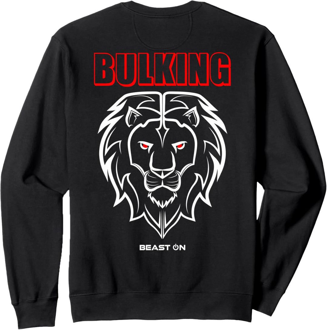 Löwe Kopf Rücken Motiv Bulking Rot Gym Fitness Bodybuilder Sweatshirt