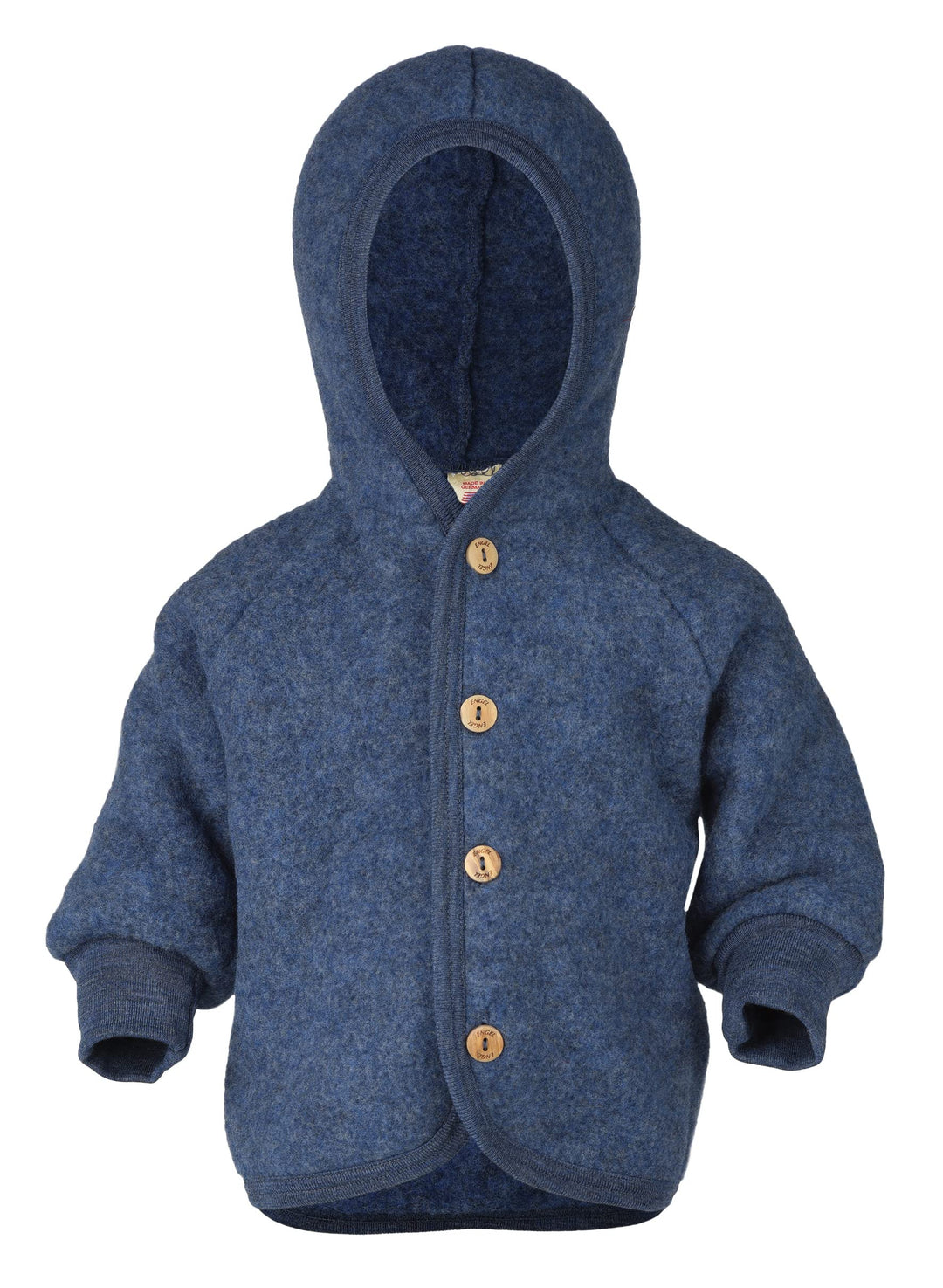Engel Baby Jacke mit Kapuze Wollfleece 50-56 Blau Melange, 50-56 Blau Melange