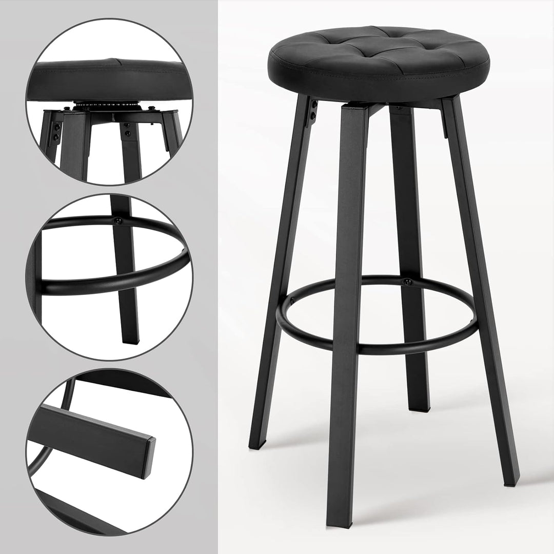 WOLTU Barhocker 2er Set, mit drehbarem Sitz Φ 35,5 cm, gepolsterer Hocker mit Kunstleder-Bezug, Fuss