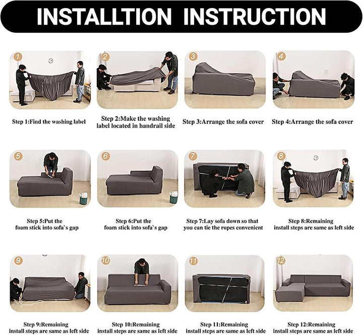 FIGOOO Sofabezug Ecksofa L Form Links Rechts Stretch Sofa Überwürfe 2er mit 2 Stück Kissenbezug Abne
