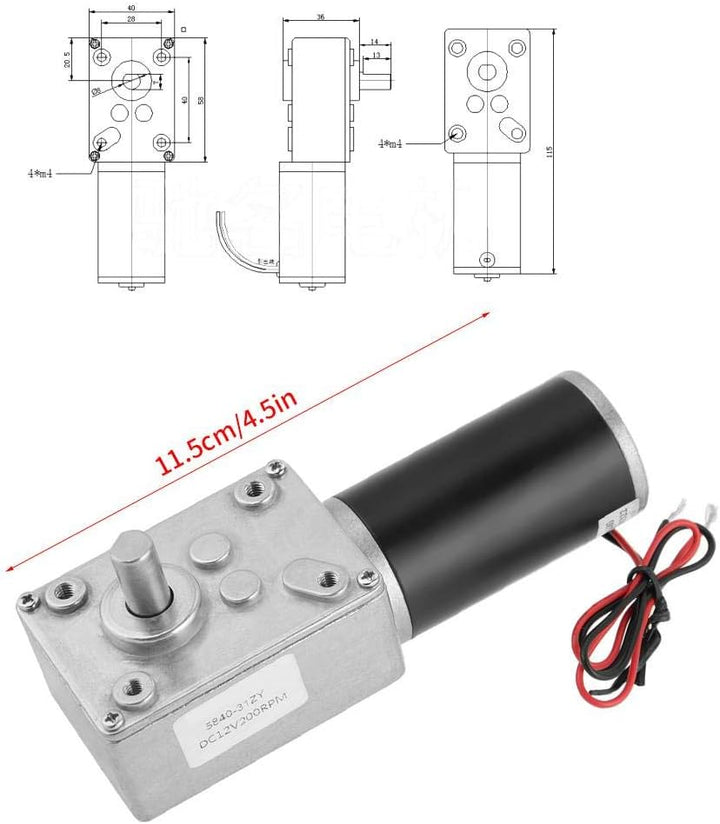 Oumefar 200 RPM Getriebemotor Gleichstrom DC 12V Untersetzungsgetriebemotor Aktenvernichter Elektris