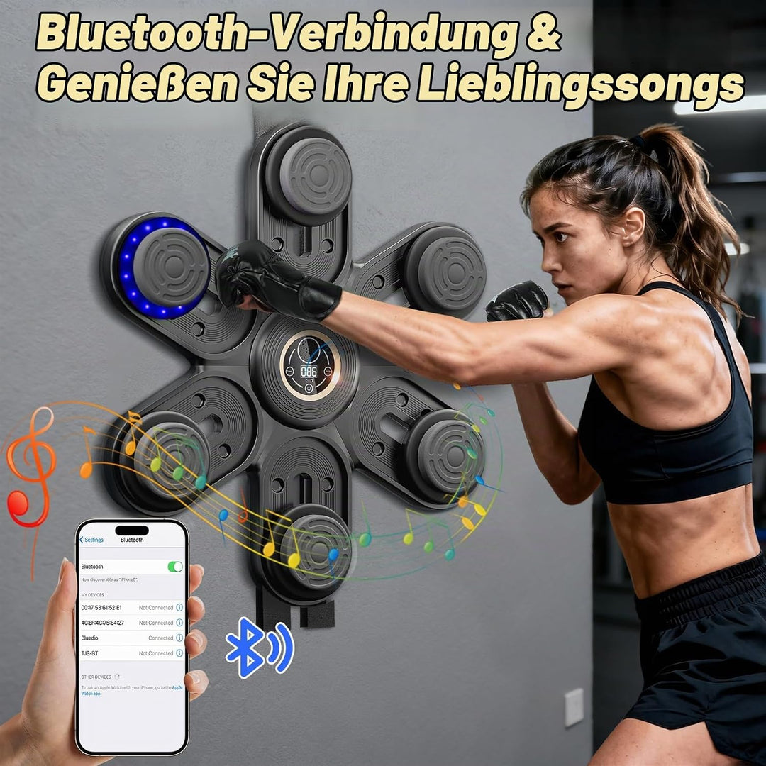 Sportneer Music Boxing Machine – Boxmaschine mit Musik, mit Handschuhen &amp; beweglichen Schlagpads, Wa