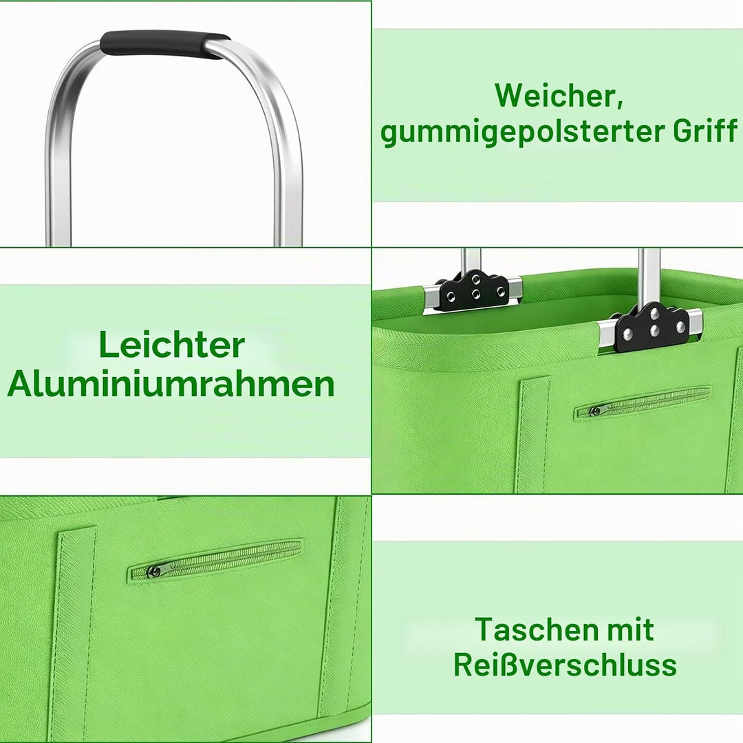 Einkaufskorb Faltbar 30L Gross Einkaufskorb Picknickkorb Tragekorb, Praktischer Klappkorb Einkaufsta