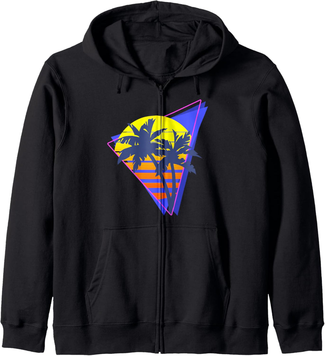 Synthwave Retrowave Sunset mit Palmen 80er Jahre Design Kapuzenjacke