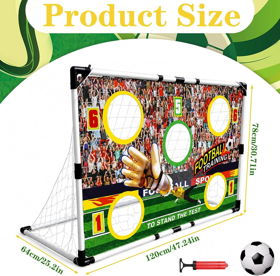 2-in-1 Fussballtor für Kinder, 120 * 78cm, Tragbares &amp; Stabiles Fussballtore mit 5 Zielbereichen fus