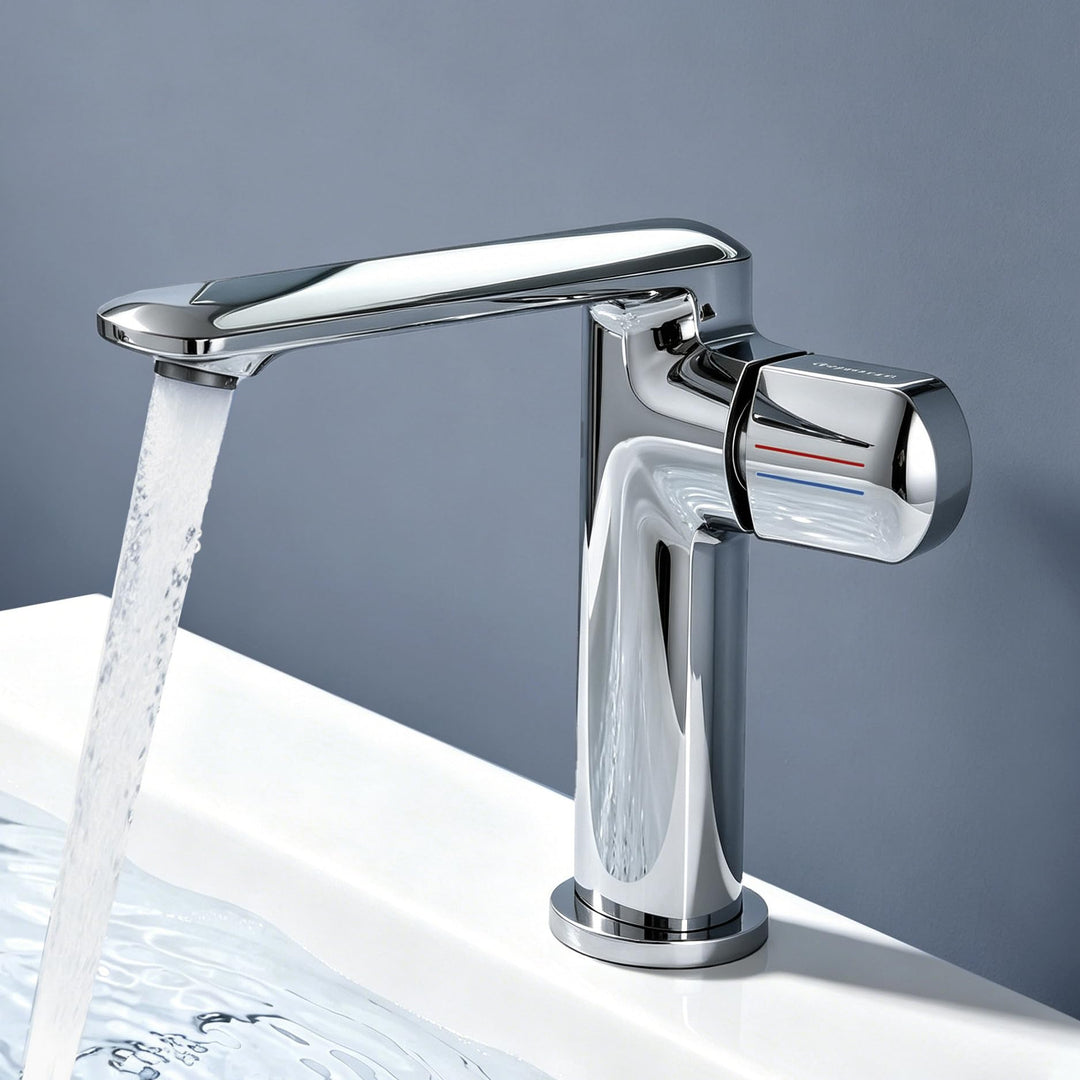 doporro Wasserhahn Bad, Waschtischarmatur mit Auslaufhöhe 156 mm, Vollmessing-Körper，Mischbatterie f