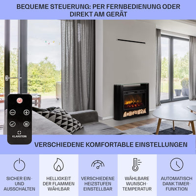 Klarstein Elektrokamin, Elektro Heizungen für Wohnzimmer & Innenräume, Elektrischer Kamin mit LED Fl