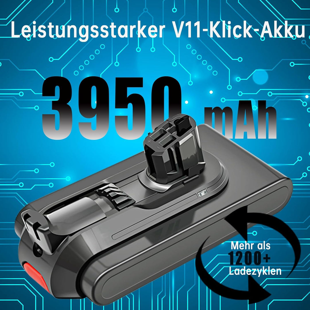 V11 SV15 SV17 Akku für Dyson, 25.2V 3950mAh V11 Ersatz Click-in Akku, kompatibel mit V11/SV15/SV17/V
