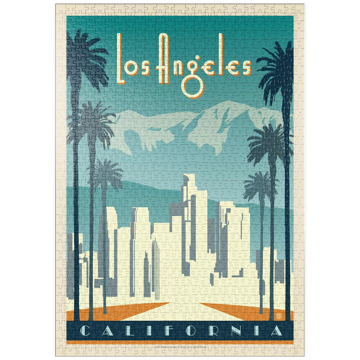 Los Angeles Skyline, Vintage Poster - Premium 1000 Teile Puzzle - MyPuzzle Sonderkollektion von Ande