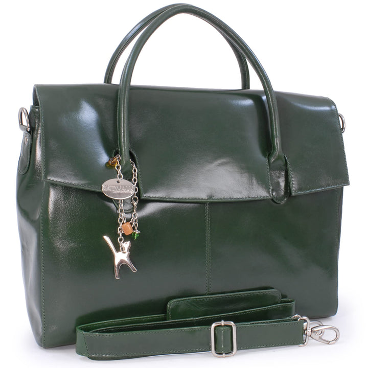 Catwalk Collection Handbags - Damen Leder Laptoptasche 17 Zoll - Arbeitstasche Extra Gross - Aktenta
