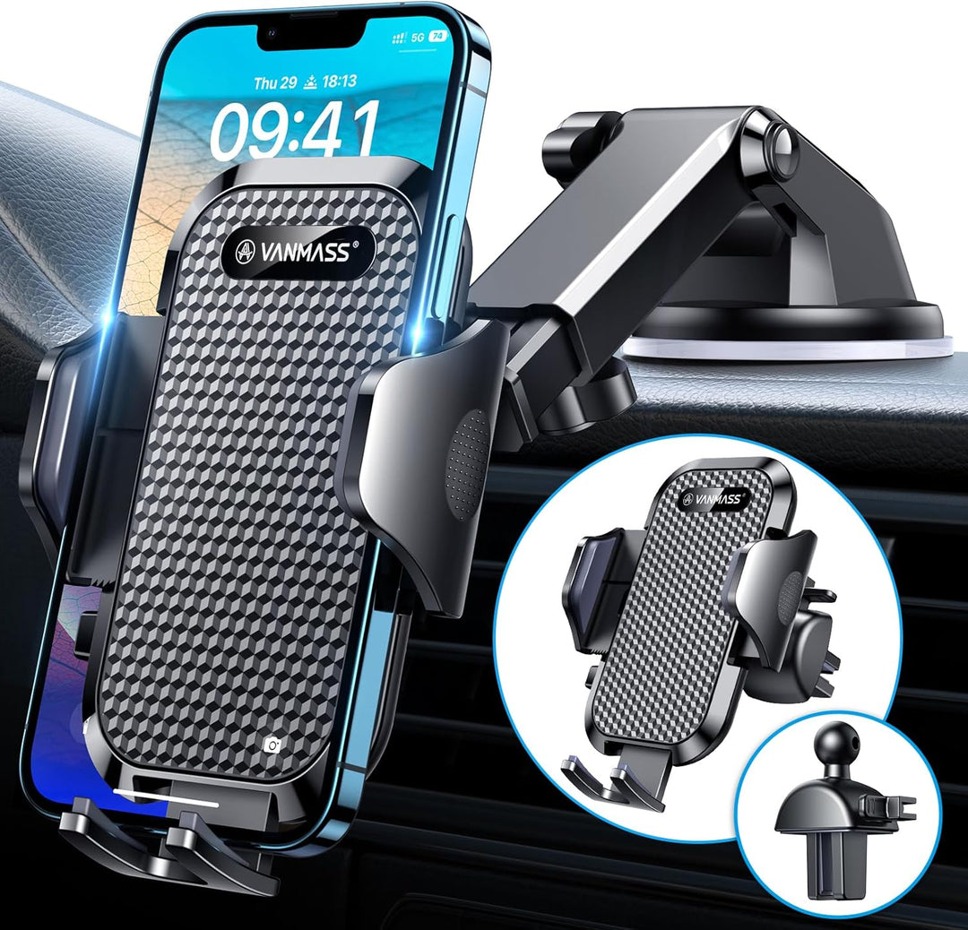 VANMASS Handyhalterung Auto 2023 Upgrade Super Stabil 3 in 1 Saugnapf & Lüftung 100% Sicher Universa