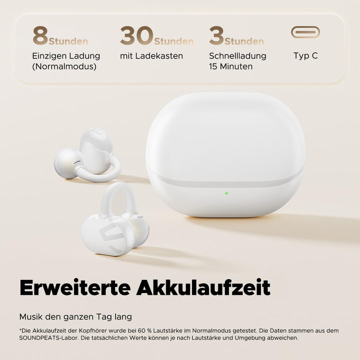 SoundPEATS POP Clip Open Ear Kopfhörer 5.4 Bluetooth Kopfhörer, Leicht Bequem Clip On Kopfhörer, Ohr