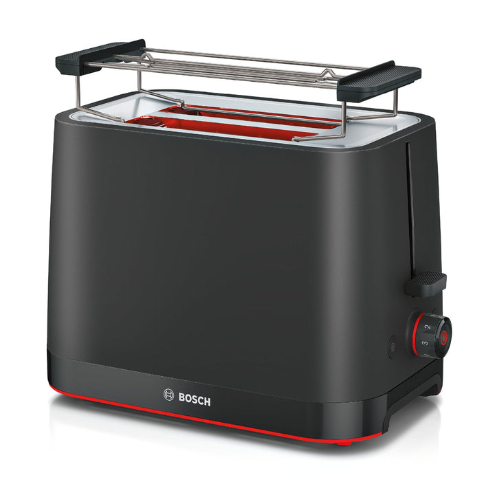 Bosch Kompakt Toaster MyMoment TAT3M123, entnehmbarer klappbarer Brötchenaufsatz, mit Auftaufunktion