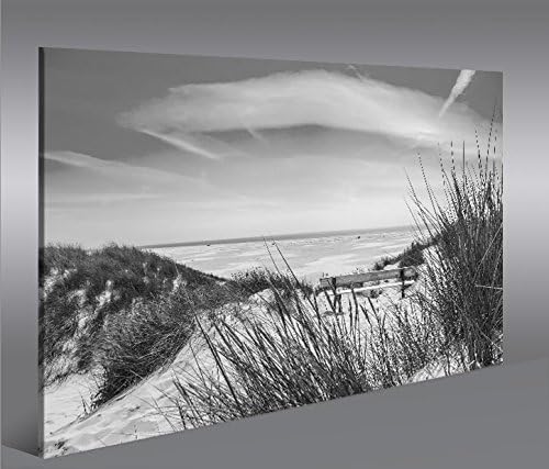 islandburner Bild Bilder auf Leinwand Nordseestrand Schwarz/Weiss Dünen 1p XXL Poster Leinwandbild W